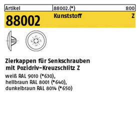 Kappen ART 88002 1 x 8/3 für Kreuzschlitz Z, h. braun Kunstst S