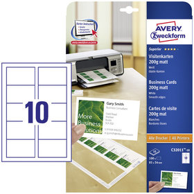 AVERY™ Zweckform - C32011-10 Superior Visitenkarten, 85 x 54mm, einseitig beschichtet, 100 Karten / 10 Bogen
