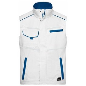 James & Nicholson - Workwear Weste JN850, weiß/königs-blau, Größe 3XL