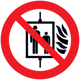 SafetyMarking® - Verbotszeichen P020 "Aufzug im Brandfall nicht benutzen" Folie 105x148mm