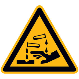 SafetyMarking® - Warnzeichen W023 "Warnung vor ätzenden Stoffen" PVC-Folie selbstklebend, 100mm