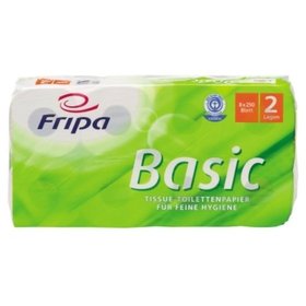 Fripa - Toilettenpapier Basic 1510805 2-lagig weiß 8 Rollen à 250 Blatt