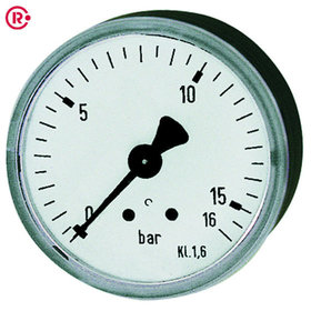 RIEGLER® - Standardmanometer, Stahlblechgehäuse, G 1/4" hinten, 0-2,5 bar, Ø 50