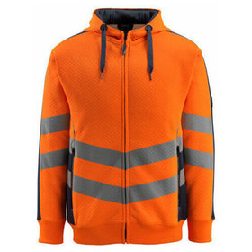 MASCOT® - Corby Kapuzensweatshirt mit Reißverschluss - SAFE SUPREME - hi-vis Orange/Schwarzblau, Gr. L