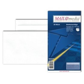 MAILmedia - Briefumschläge Kompakt, 229x125mm, sk, o.F., 75g, weiß, Pck=25St, Inne