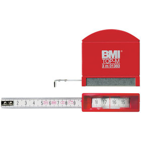BMI® - Taschenbandmaß mit Sichtfenster, weiß 3m x 13mm