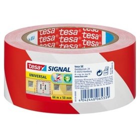 tesa® - Signal Markierungsband, 50mm x 66m, bedruckt rot/weiß, 58134-000000, sk