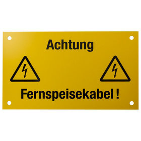 Dönges - Hinweisschild "Achtung Fernspeisekabel" gelb/schwarz, 200 x 120 mm
