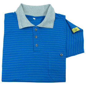 WETEC - ESD-Polo-Shirt, mit grauem Kragen, Größe XL, blau