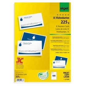 sigel® - 3C-Visitenkarten, 225g/m², weiß, Pck=100 Stück, LP850, beidseitig bedruckbar