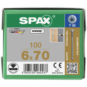SPAX® - Justierschrauben Flachkopf T-STAR+ T30 Halterillen 4CUT WIROX 6 x 70mm