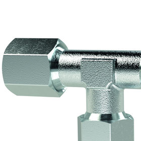 RIEGLER® - T-Verschraubung, Rohr-Außen-Ø 6mm, Stahl verzinkt, 100 bar