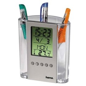 hama® - Stifteköcher + LCD-Thermometer, 00186356, digitale Anzeige von Temperatur,