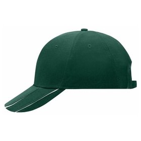 James & Nicholson - 6 Panel Groove Cap MB601, dunkelgrün/weiß, Einheitsgröße