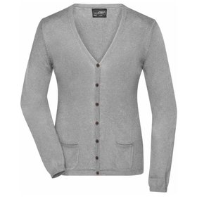 James & Nicholson - Damen Seide-Kaschmir Cardigan JN667, hellgrau-melange, Größe S