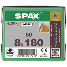 SPAX® - Zylinderkopf-Holzbauschraube Stahl WIROX CUT-Spitze VG T-STAR plus, ø8 x 180