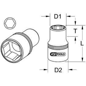 KSTOOLS® - 1/2" CHROMEplus Sechskant-Stecknuss, 8mm