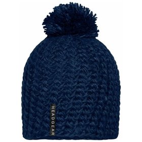 James & Nicholson - Pompon Häkelmütze Uni MB7939, navy-blau, Einheitsgröße