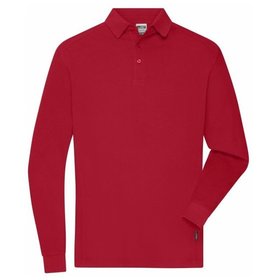 James & Nicholson - Herren Bio Workwear Langarm Poloshirt JN1842, rot, Größe M