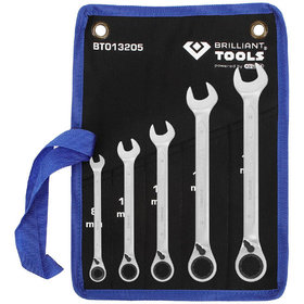 Brilliant Tools - Ratschenringschlüssel-Satz, 5-teilig, umschaltbar, 8 - 19 mm