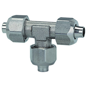 RIEGLER® - T-Verbinder, für Schlauch 6/4mm, SW1 12, SW2 10, Edelstahl 1.4404