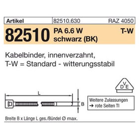 HellermannTyton - Kabelbinder ART 82510 PA 6.6 W 2,5 x 100/ 22, schwarz, T 18R-W S