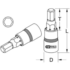 KSTOOLS® - 1" Bit-Stecknuss Innensechskant, kurz, 24mm