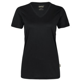 HAKRO - Damen V-Shirt COOLMAX® 187, schwarz, Größe S