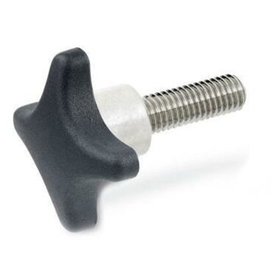 Ganter Norm® - 6335.5-TE-32-M6-20 Kreuzgriffschrauben, Kunststoff, mit vorstehendem Edelstahl-Bund, Edelstahl-Gewi