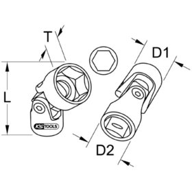 KSTOOLS® - 3/8" Sechskant-Stecknuss mit Gelenk, 11mm