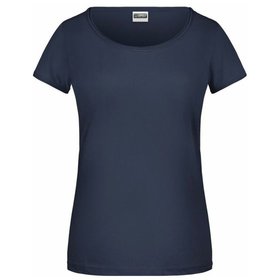 James & Nicholson - Damen T-Shirt Rollsaum 8001, navy-blau, Größe S