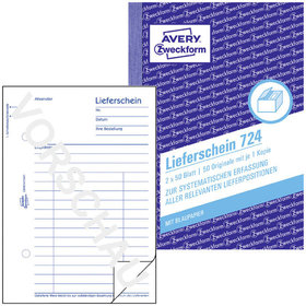 AVERY™ Zweckform - 724 Lieferschein, A6, mit Blaupapier, 2x 50 Blatt