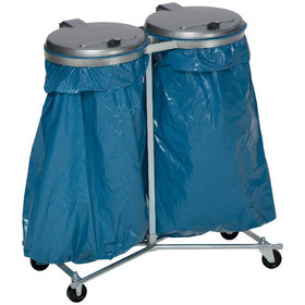 VAR® - Abfallsammler 2x 120 l verzinkt fahrbar Kunststoffdeckel