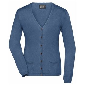 James & Nicholson - Damen Seide-Kaschmir Cardigan JN667, denim-melange, Größe XS