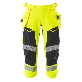 MASCOT® - Dreiviertel-Hose mit Hängetaschen - ACCELERATE SAFE - hi-vis Gelb/Schwarzblau, Gr. C45