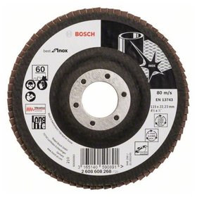 Bosch - Fächerschleifscheibe X581, Best for Inox, gerade, 115mm, 60, Glasgewebe (2608608268)