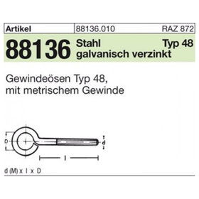 ART 88136 Gewindeösen Typ 48 A 2 M 4 x 15 A 2 S