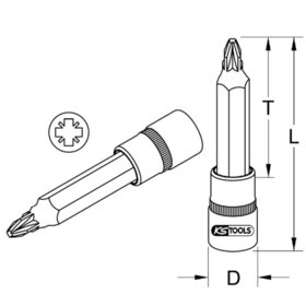 KSTOOLS® - 1/2" Bit-Stecknuss, lang, PZ4