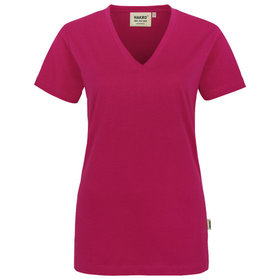 HAKRO - Damen V-Shirt Classic 126, magenta, Größe 2XL