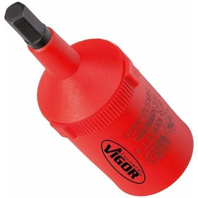 VIGOR® - VDE-Schraubendreher-Einsatz für Innensechskant V3344 Antrieb 1/2", SW6 x 78mm