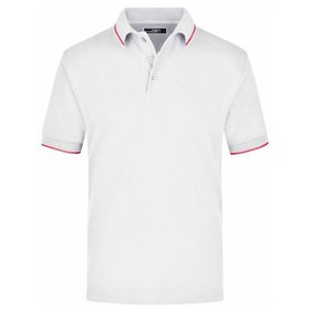 James & Nicholson - Poloshirt Kontrast JN034, weiß/rot, Größe M