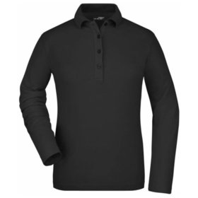 James & Nicholson - Damen Langarm Poloshirt Elastic JN180, schwarz, Größe XXL