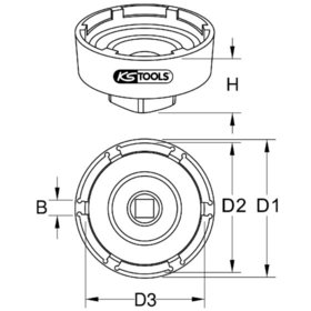 KSTOOLS® - 1/2" Nutmuttern-Schlüssel mit 4 Zapfen für Scania, Innenzapfen Ø 48mm