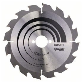 Bosch - Sägeblatt Optiline Wood für Handkreissägen ø190 x 30 x 2,0mm 16 Zähne (2608641184)