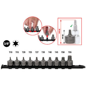 KSTOOLS® - 3/8" Bit-Stecknuss-Satz Torx, kurz, 10-tlg T10-T55