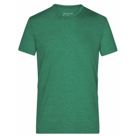 James & Nicholson - Herren Melange V-Shirt JN974, grün-melange, Größe XXL