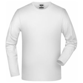 James & Nicholson - Elastic T-Shirt Langarm JN056, weiß, Größe S