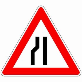 Verkehrszeichen 121-20 Gefahrenzeichen einseitig verengte Fahrbahn links RA2