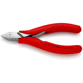 KNIPEX® - Elektronik-Seitenschneider mit Mehrkomponenten-Hüllen 115 mm 7741115