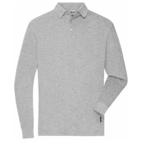 James & Nicholson - Herren Bio Workwear Langarm Poloshirt JN1842, grau heather, Größe S